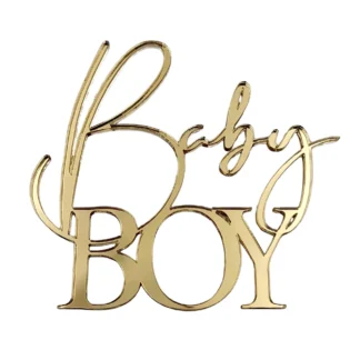 Dekor na bok tortu Baby BOY - 10 x 9,1 cm - Złoty Lustro - Miniowe Formy