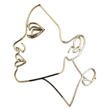 Dekor Linearny na tort Profil Kobiety - 13 x 9,8 cm - Złoty Lustro - Miniowe Formy