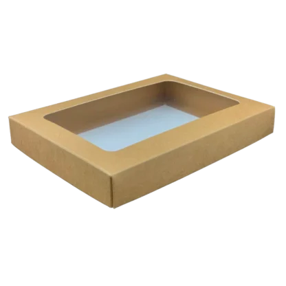 Dwuczęściowe Prostokątne Pudełko na pierniczki i ciasteczka, z okienkiem Eko/Brązowe - 5szt. - prostokątne 15x21x3 cm - Aleksander Print