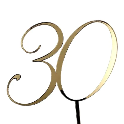 Topper Cyfra 30 Dekoracyjna - Złoty Lustro - Miniowe Formy