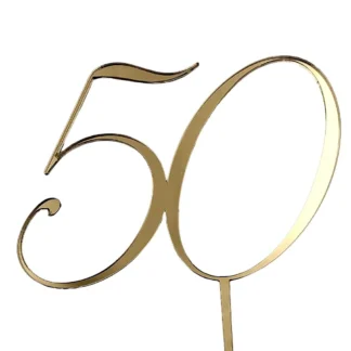 Topper Cyfra 50 Dekoracyjna - Złoty Lustro - Miniowe Formy