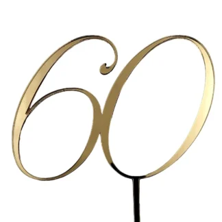 Topper Cyfra 60 Dekoracyjna - Złoty Lustro - Miniowe Formy