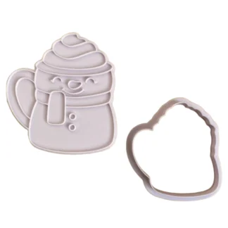 Świąteczna Wykrawaczka 3D ze Stemplem „Kubek Bałwanek” 9 cm – FloWerka