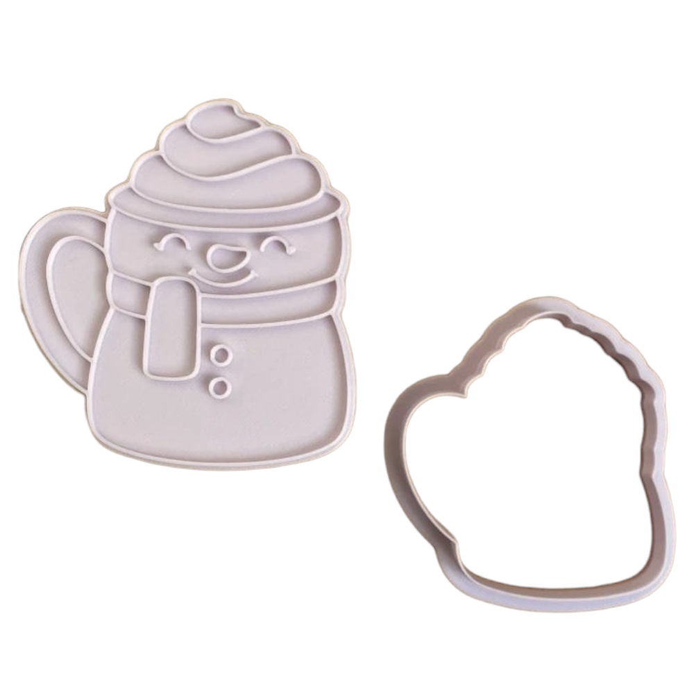 Świąteczna Wykrawaczka 3D ze Stemplem „Kubek Bałwanek” 9 cm – FloWerka