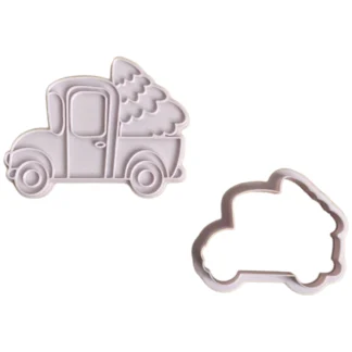 Świąteczna Wykrawaczka 3D ze Stemplem „Samochód z Choinką” 9 cm – FloWerka