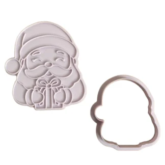 Świąteczna Wykrawaczka 3D ze Stemplem „Mikołaj z prezentem” 9 cm – FloWerka