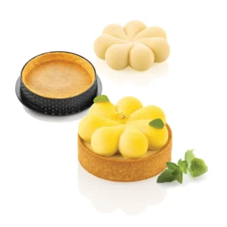 Forma silikonowa 3D do tarty i 8 rantów perforowanych - ø70 mm Silikomart