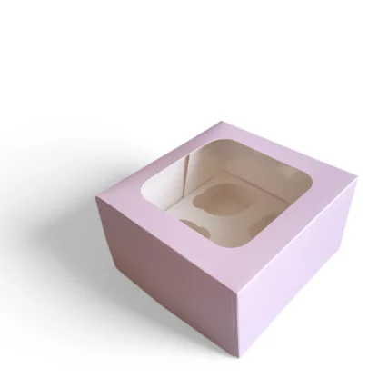 Pudełko na 4 muffinki, babeczki, cupcake z okienkiem - Fioletowe - 1 szt.