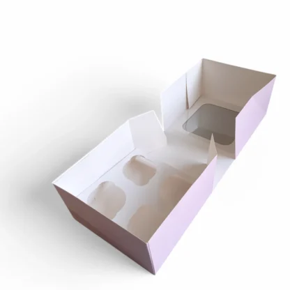Pudełko na 4 muffinki, babeczki, cupcake z okienkiem - Fioletowe - 1 szt.