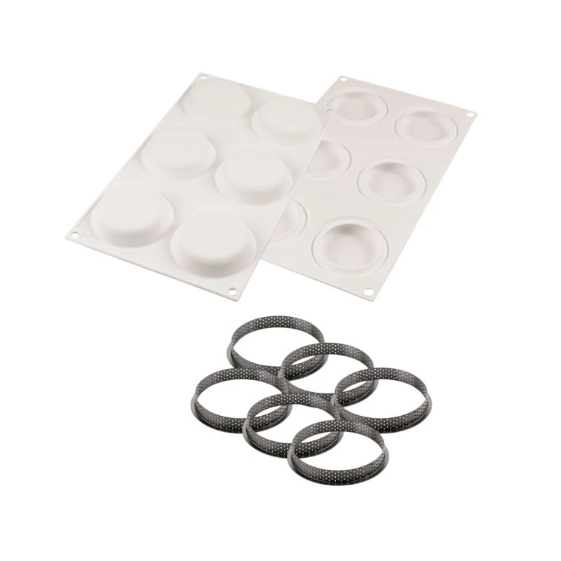 Zestaw Formy silikonowe i ranty KIT TARTE RING do tart - ø80 mm Silikomart
