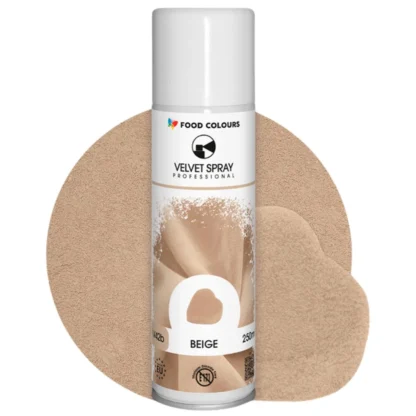Zamsz w sprayu VELVET SPRAY PROFESSIONAL firmy FOODCOLOURS 250 ml Beige, Beżowy BEZ E171