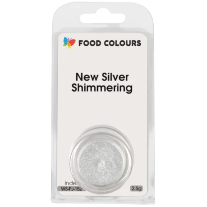 Barwnik w proszku polskiej produkcji firmy FOODCOLOURS - bez E171 - New Silver Shimmering, Srebrny- 2,5g