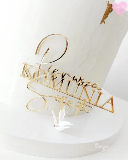 Topper Pierwsza KOMUNIA Święta - 12x10,2 cm - Złoty - obrazek 4