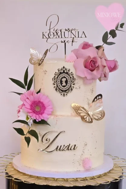 Topper Pierwsza KOMUNIA Święta - 12x10,2 cm - Złoty - obrazek 3