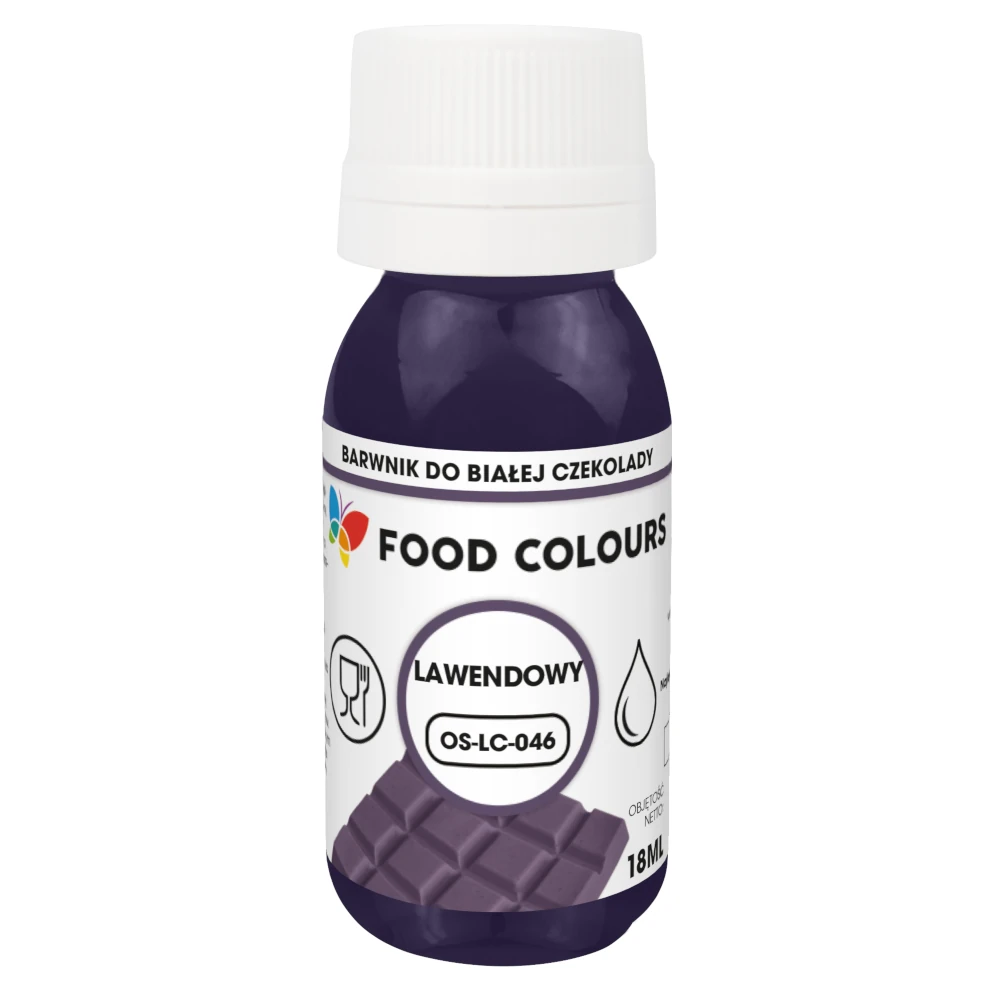 Jadalny barwnik olejowy Food Colours Lawendowy 18 ml – do czekolady i kremów