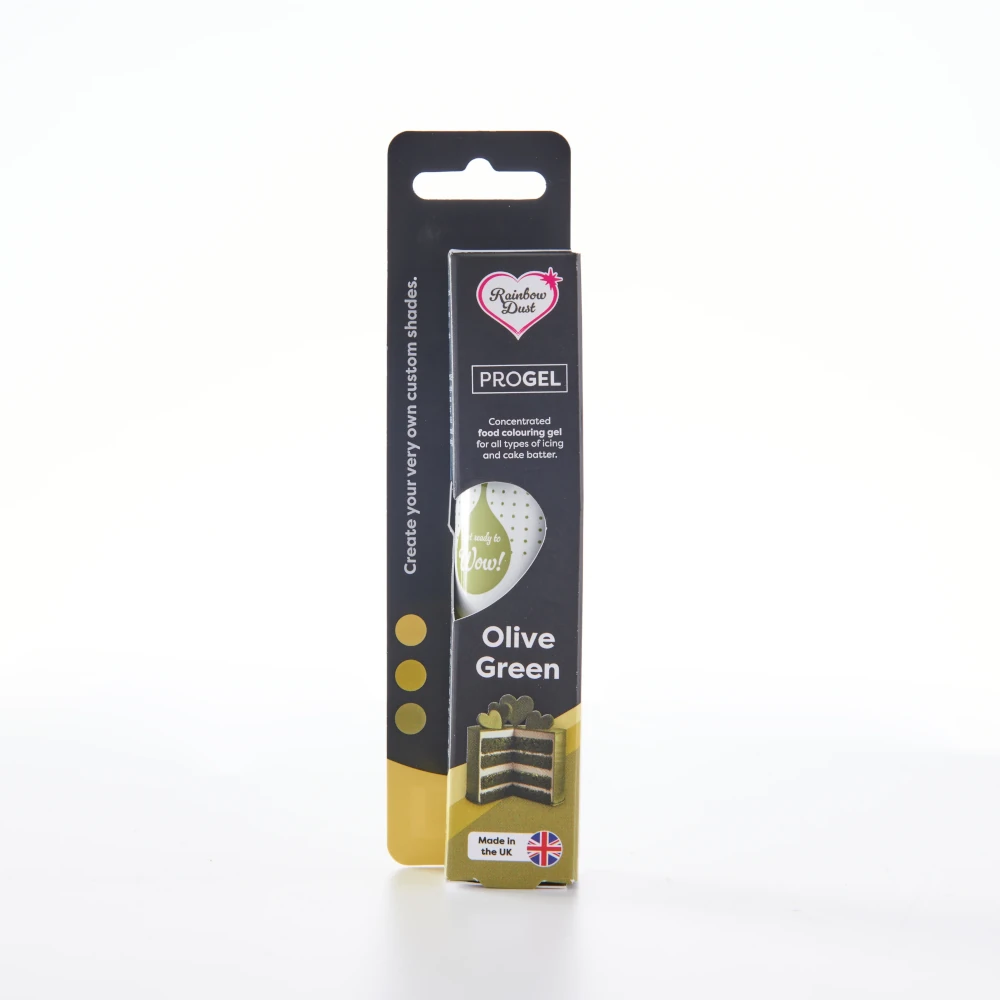 Rainbow Dust ProGel® Olive Green, Oliwkowy Zielony – intensywny kolor, który zmienia każde słodkie dzieło