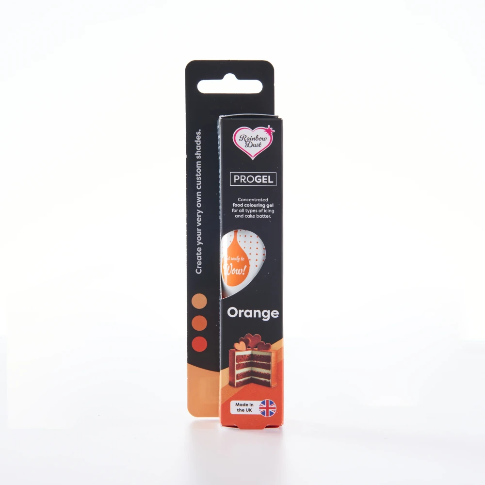Rainbow Dust ProGel® Orange, Pomarańczowy – intensywny kolor, który zmienia każde słodkie dzieło