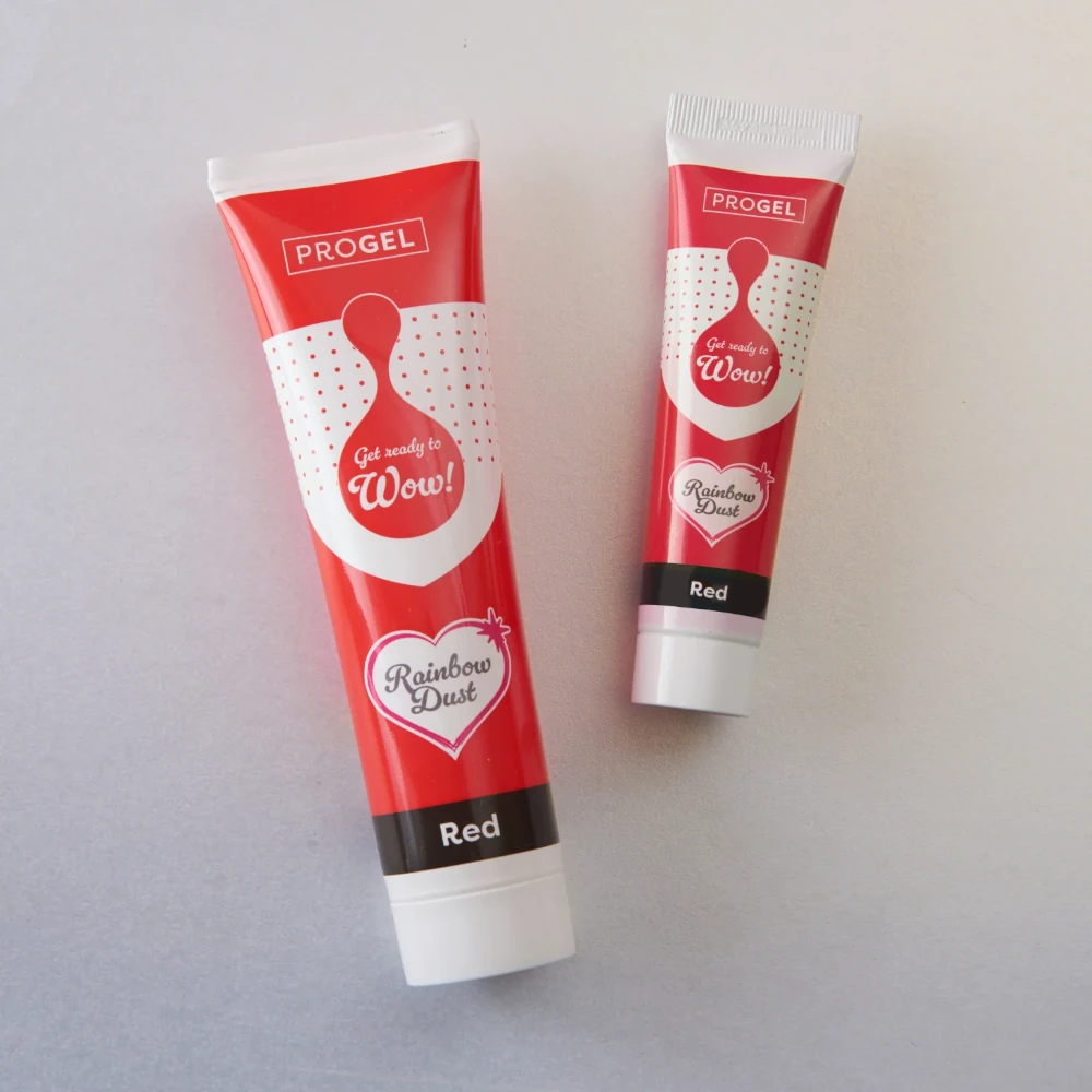 Rainbow Dust ProGel® Red, Czerwony – duża tubka - intensywny kolor, który zmienia każde słodkie dzieło