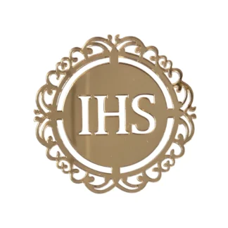 Dekor na tort Hostia IHS elegancka 8x8 cm - Złoty lustro - Miniowe Love