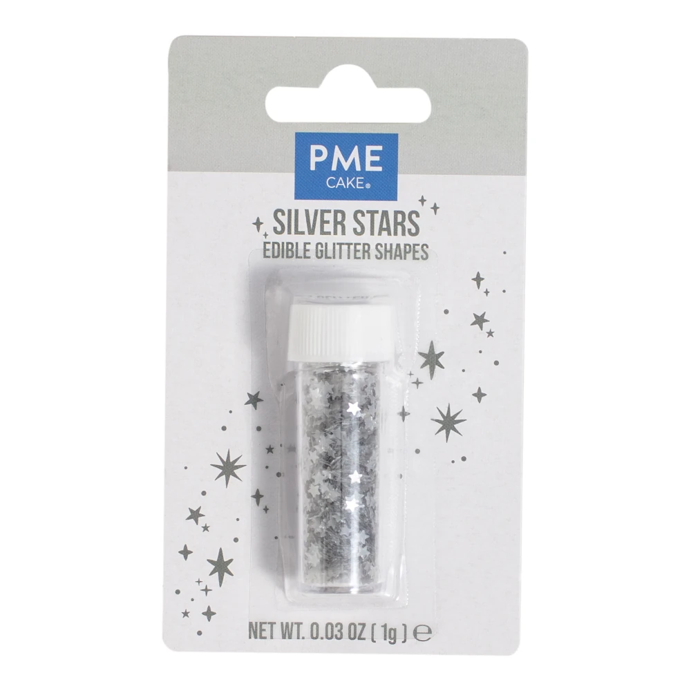 Jadalny Brokat Gwiazdki Srebrny PME 1 g