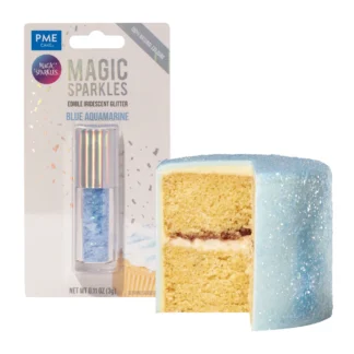 PME Magic Sparkles Blue Aquamarine 3 g – Niebieska Akwamaryna Jadalny Opalizujący Brokat do Dekoracji