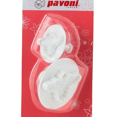 Wykrawaczki z tłoczkiem ozdoby koronkowe - do masy cukrowej i marcepanu, Pavoni 2 szt.