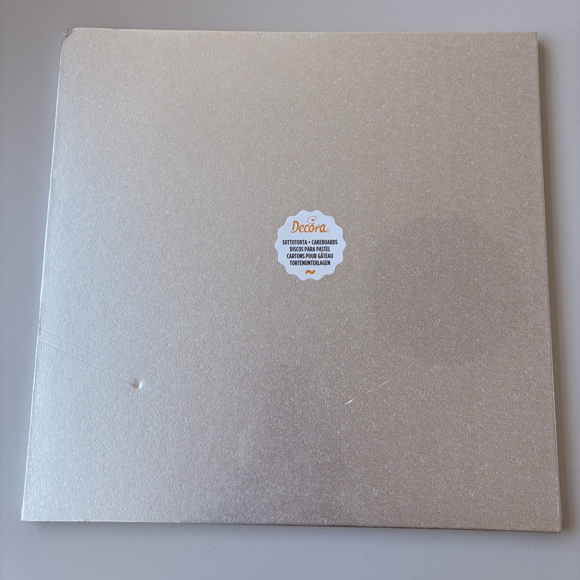 Podkład pod tort kwadratowy Srebrny 45x45 cm, h 1,2 cm Decora OUTLET
