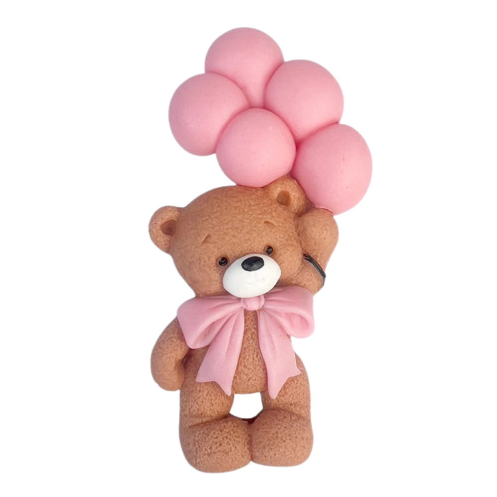 Figurka cukrowa 2D Miś z różowymi balonikami 11 cm Slado