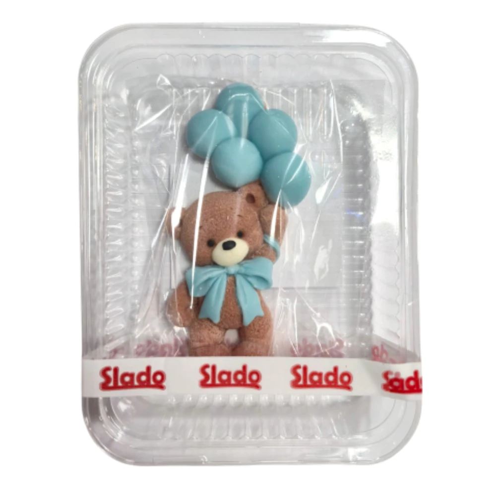Figurka cukrowa 2D Miś z niebieskimi balonikami 11 cm Slado