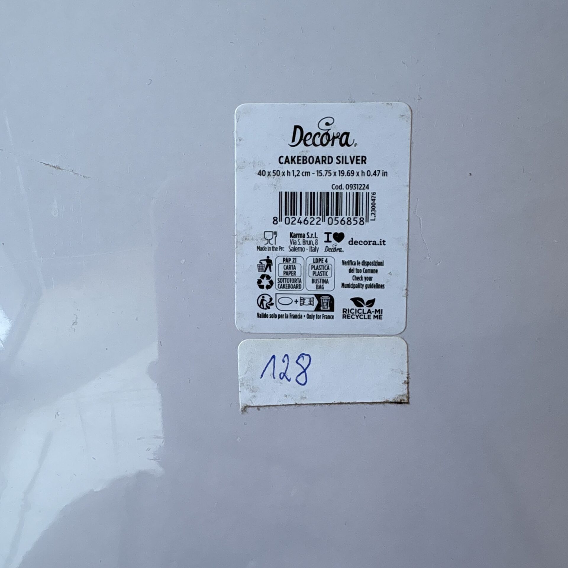Podkład pod tort prostokątny Srebrny 40x50 cm, h 1,2 cm Decora (OUTLET) - obrazek 4