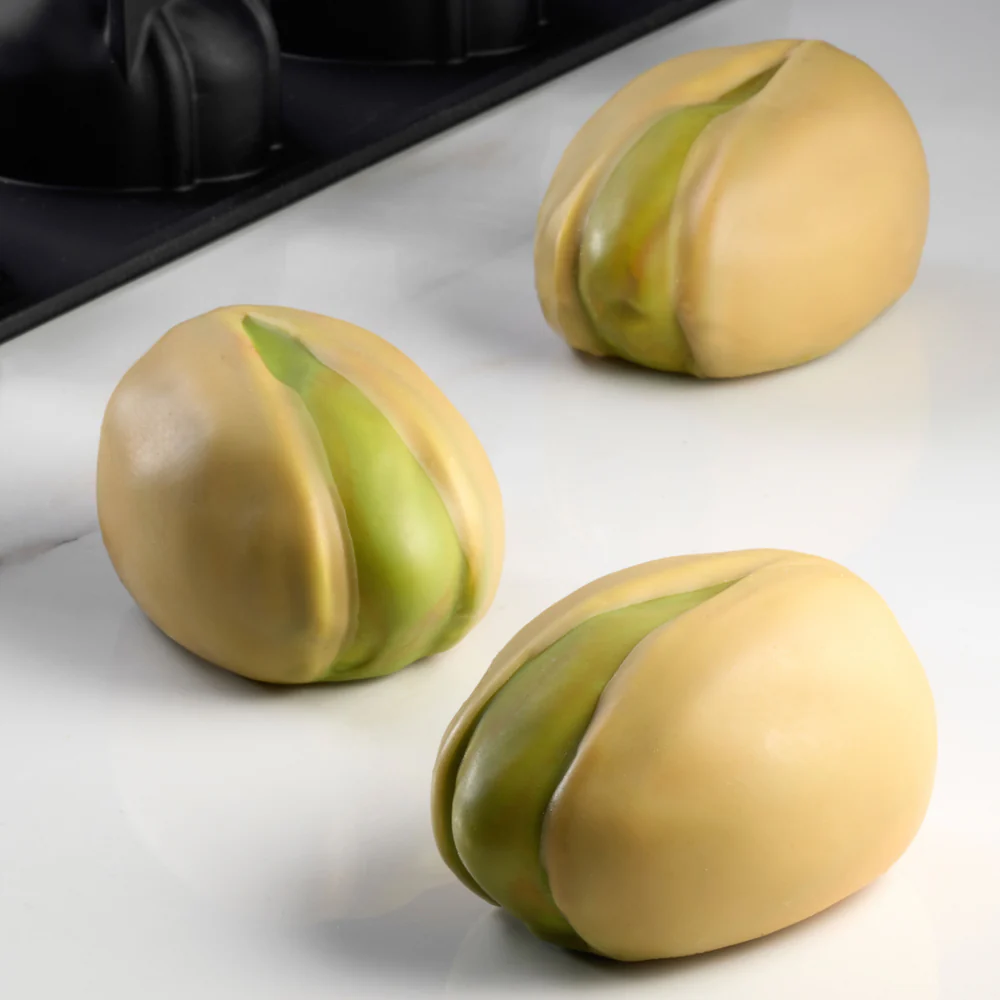 Pavoni Pistachio PX43135 – forma silikonowa do monoporcji w kształcie pistacji 15 gniazd po 120 ml