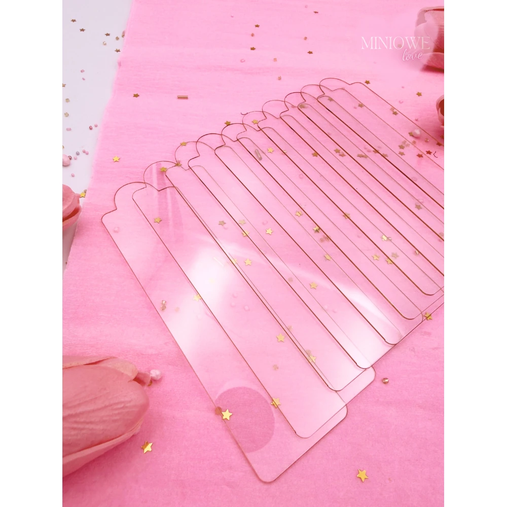 Ekskluzywna podstawka z uchwytem pod eklery 13 x 4 cm + rączka – plexi – zestaw 10 szt. - Miniowe Love
