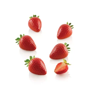 Silikomart Fragola 30 – forma silikonowa do mini monoporcji 30 ml 3D truskawka z wykrawaczem 36.281.87.0065