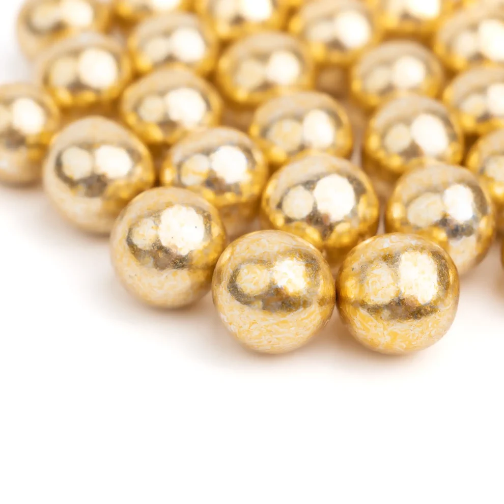 Czekoladowe duże kulki z chrupką, kule, posypka perły złote OLD GOLD CRISPIES LARGE 115 g - Słodki Bufet