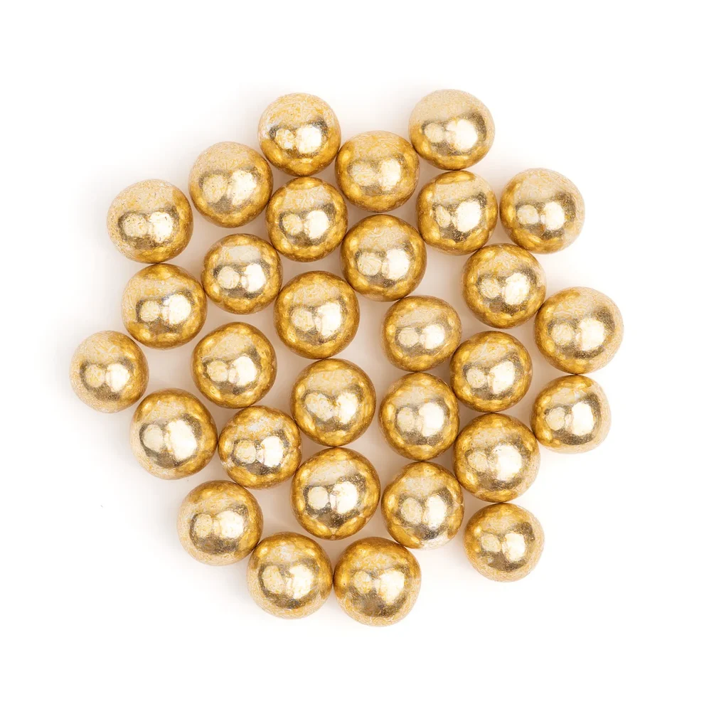 Czekoladowe duże kulki z chrupką, kule, posypka perły złote OLD GOLD CRISPIES LARGE 115 g - Słodki Bufet
