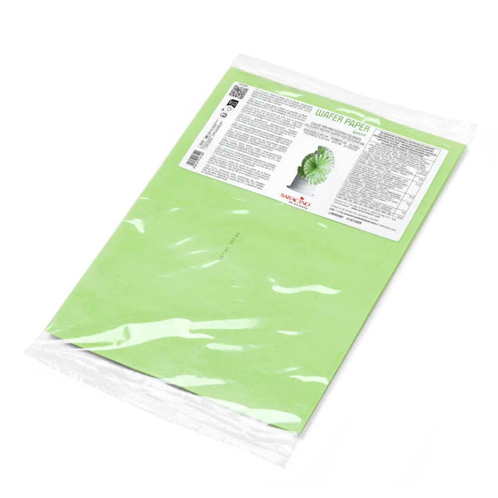 Papier waflowy zielony Saracino A4 0,30 mm – 10 arkuszy DEC099